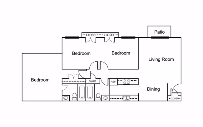 3 Bedroom / 2 Bath 111 floor plan